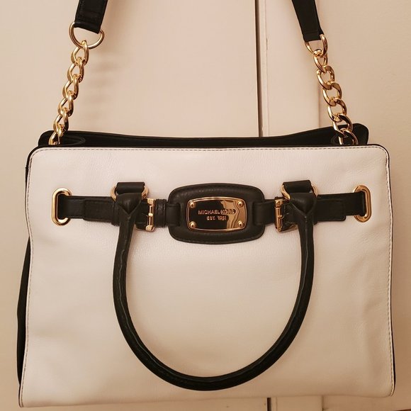 Michael Kors Purse Black & White Canvas Handbag - Picture 1 of 3